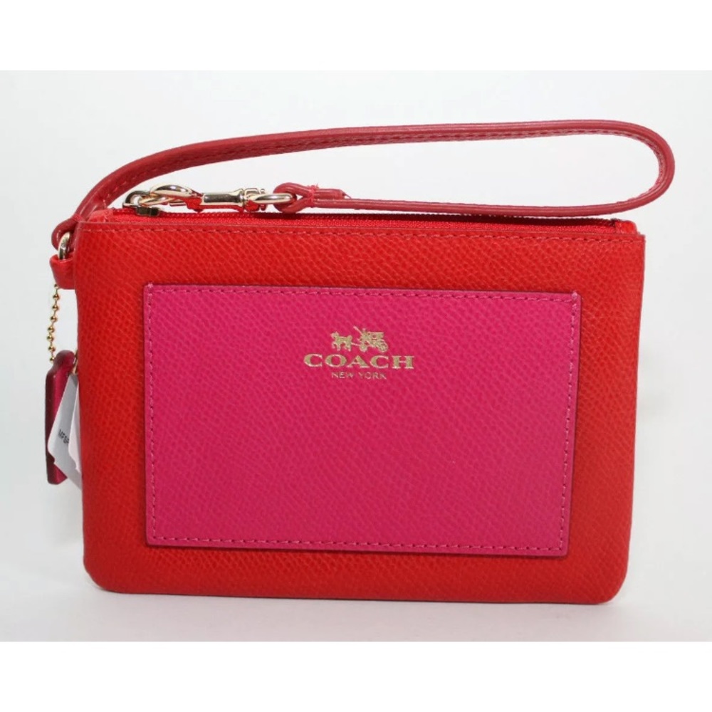 Coach BiColor Crossgrain leather small Wristlet - Picture 2 of 5